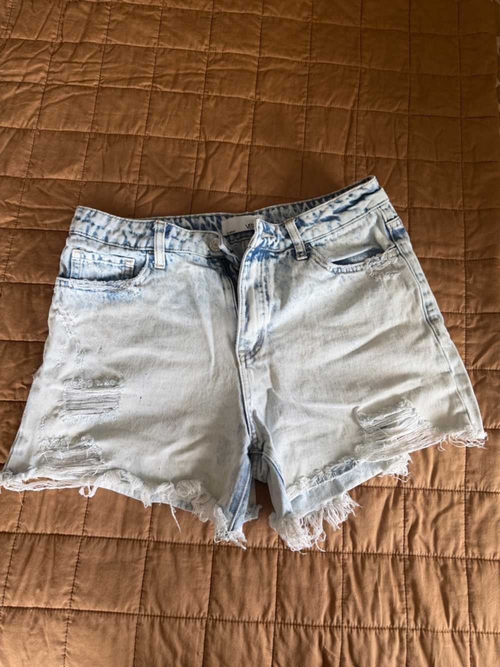 Light Wash Distressed Women's Denim Shorts